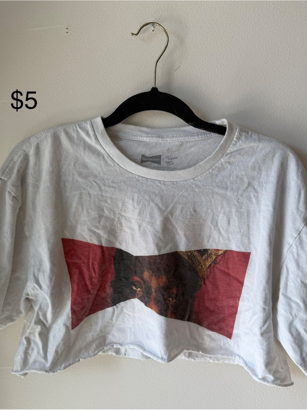 White Cropped Graphic Tee — BiggieXBudweiser